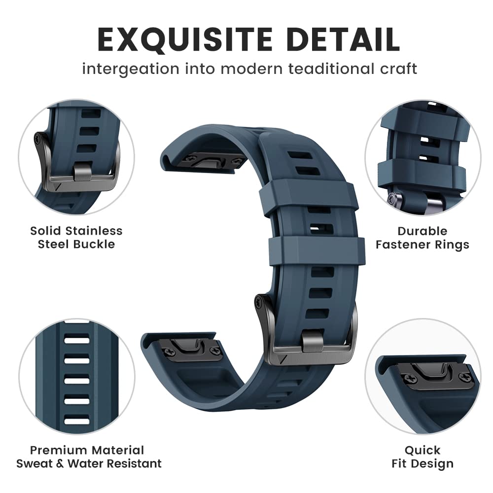 Compatibile con Fenix 7/Fenix 6/Fenix 5 Cinturino, Cinturino in Silicone di Ricambio Sportivo da Quick Fit 22mm per Descent G1/EPIX 2/Descent MK 2/Forerunner 945/935/Approach S62