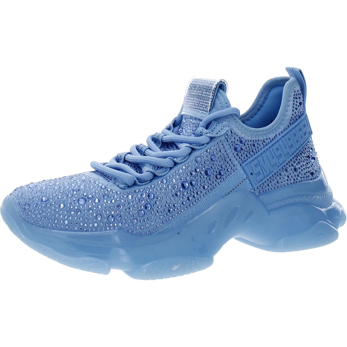 Steve Madden Women's Maxima Sneaker, Blue Rhinestone, 6.5 UK