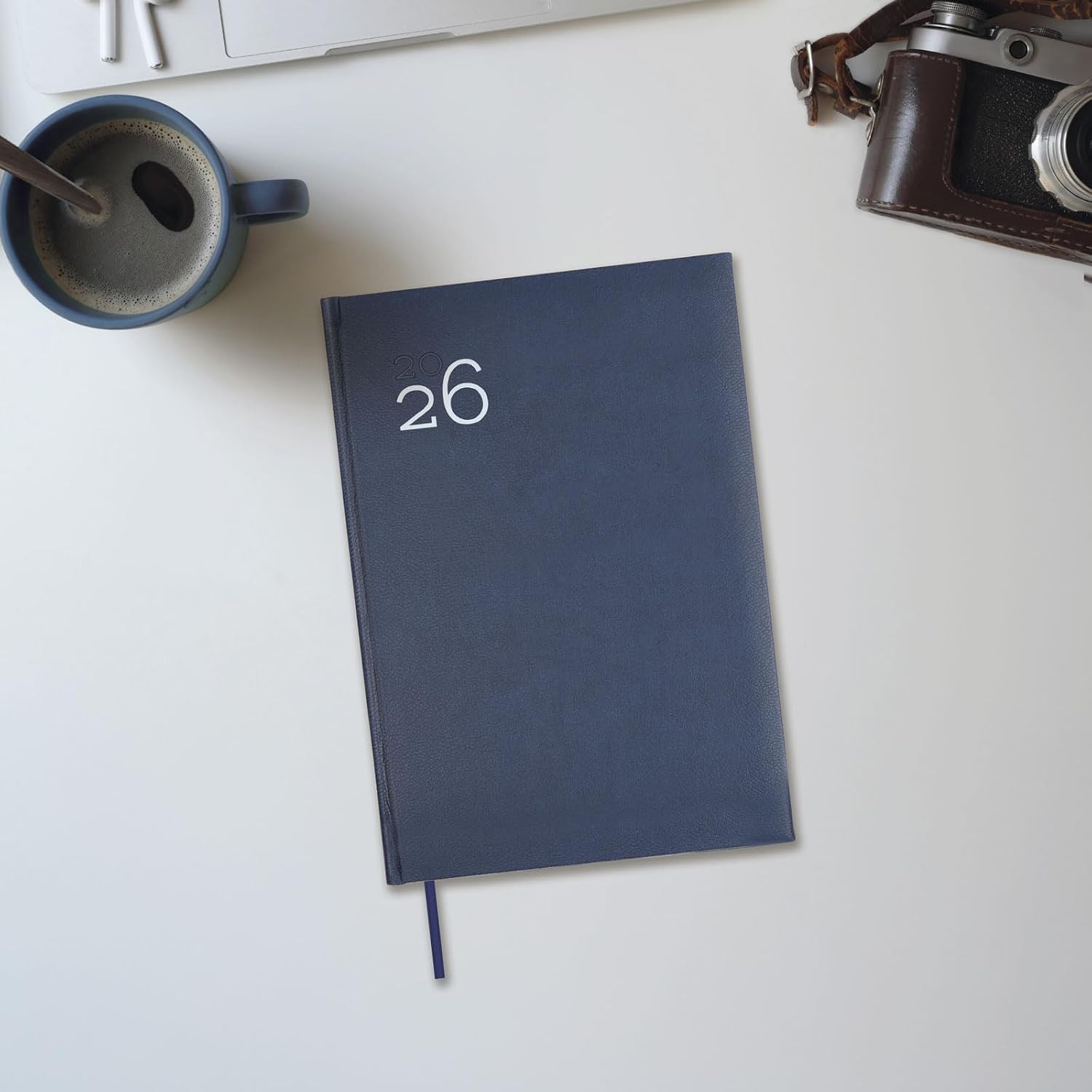 Finocam - 2026 Day to Page Calendar January - December (12 months) Year Planner 2026 Hardback Hardback Padded Milano Blue Spanish
