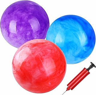 GCQJOQ 3 Pcs 9 Inch Marbleized Bouncy Balls for Kids Large-Sized Ball Inflatable Rubber Playground Sensory Balls for Beach Pets Indoor Outdoor Kickball Water Balls