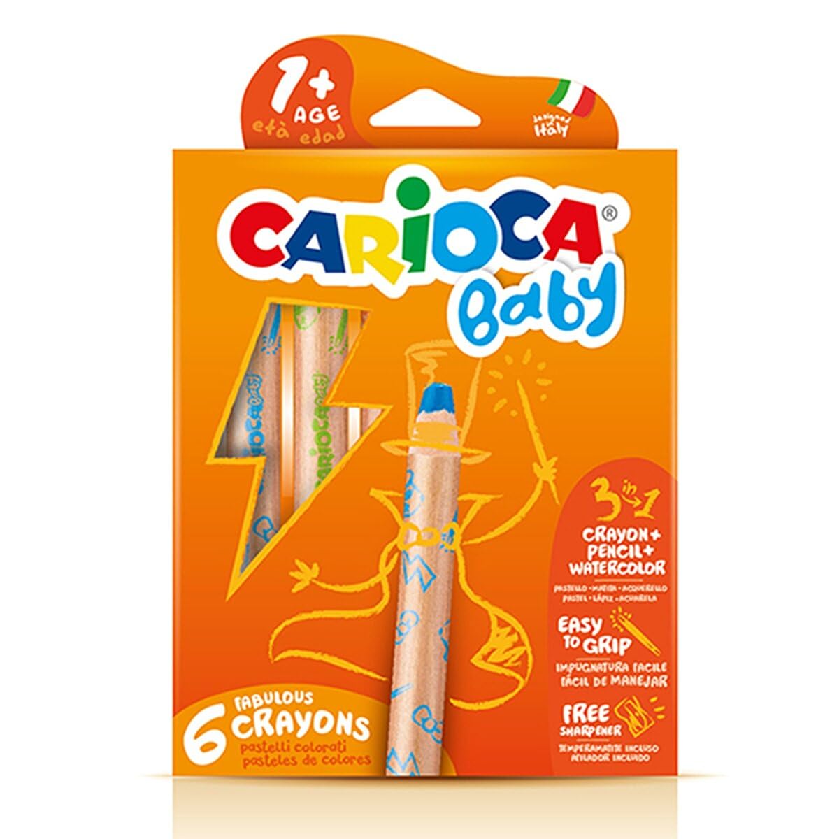 PASTELLI 3 IN 1 6 COLORI BABY CARIOCA