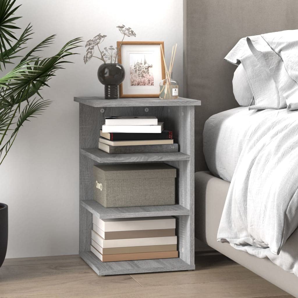 Mobiletto Laterale Grigio Sonoma 35x35x55 cm Legno Multistrato | Armadietto versatile con 3 scomparti per soggiorno o camera da letto, superficie facile da pulire con panno umido.
