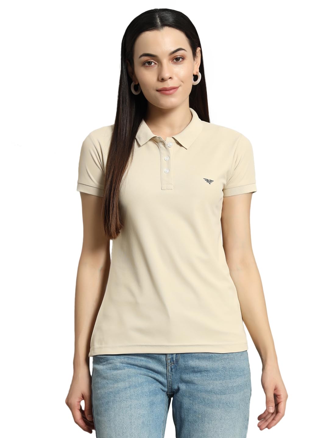 Women Solid Half Sleeves Polo Neck T-shirt-BZR2001-picture-12
