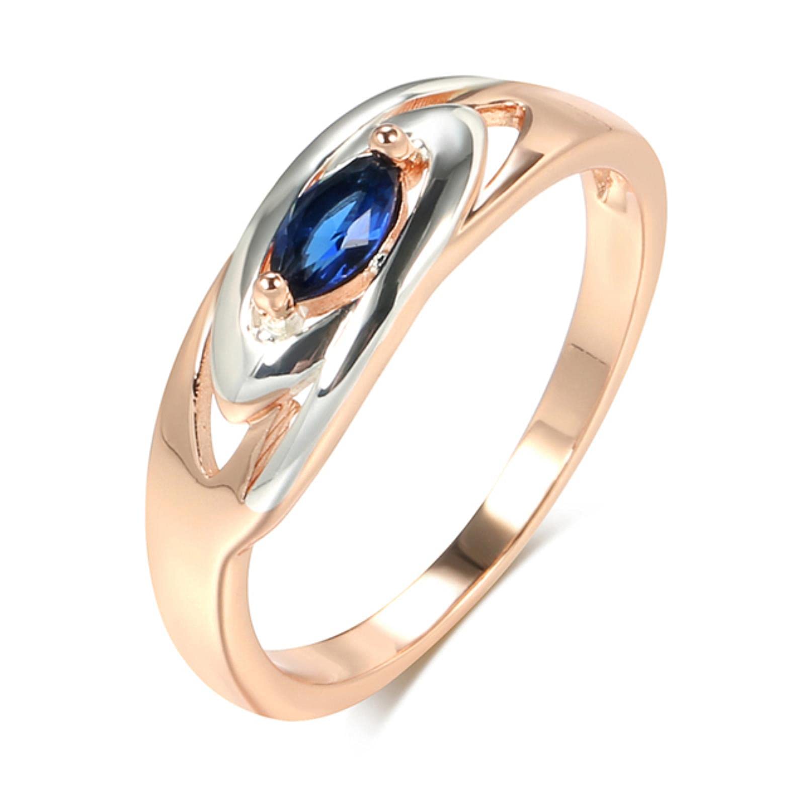 Yujun Anillo de Piedra Azul de Lujo 585 Oro Rosa Mezclado Oro Blanco Mujeres Anillos Anchos joyería de Boda de circón Natural de Moda