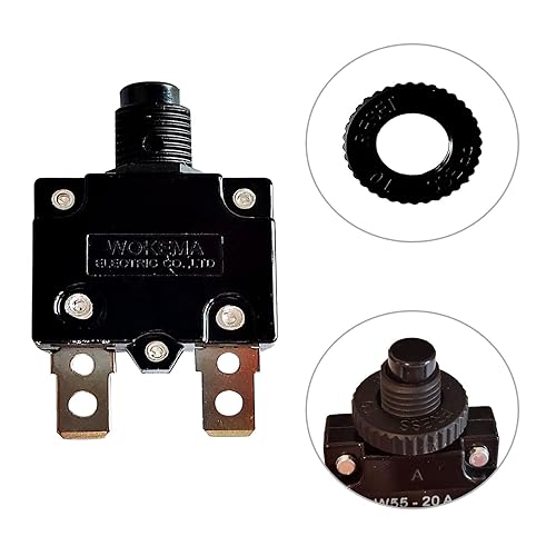 Miniatura 7 de Disyuntor térmico, protector de sobrecarga con botón pulsador, CA 125250 V, 20 A, entrada de energía, protector de sobrecarga térmica (20 A)