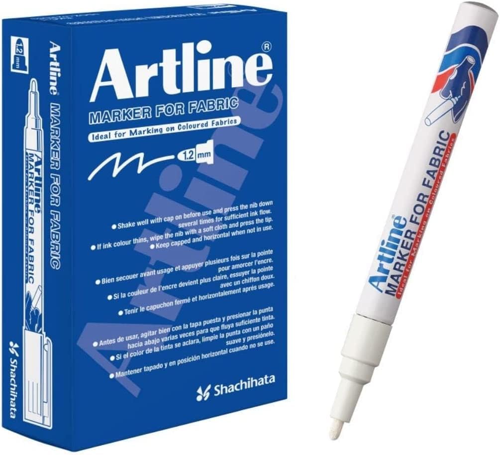 artline Fabric Laundry Markers, Permanent Paint, White, 1.2 mm, 12 Pack