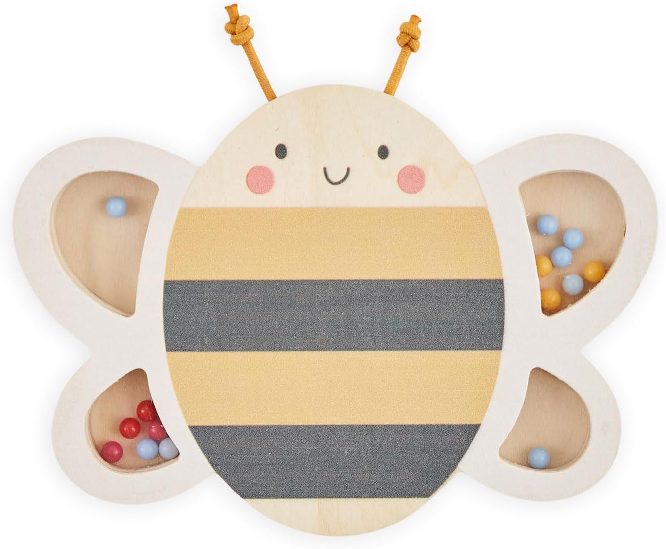 Just bee kidsWooden Rattle Rainmaker Toy | Suitable from Birth | Mini Musical Toy | Travel-Friendly | Soft Pastel Baby Colours | Safe Rounded Edges | Baby Girl Gift, Baby Boy Gift
