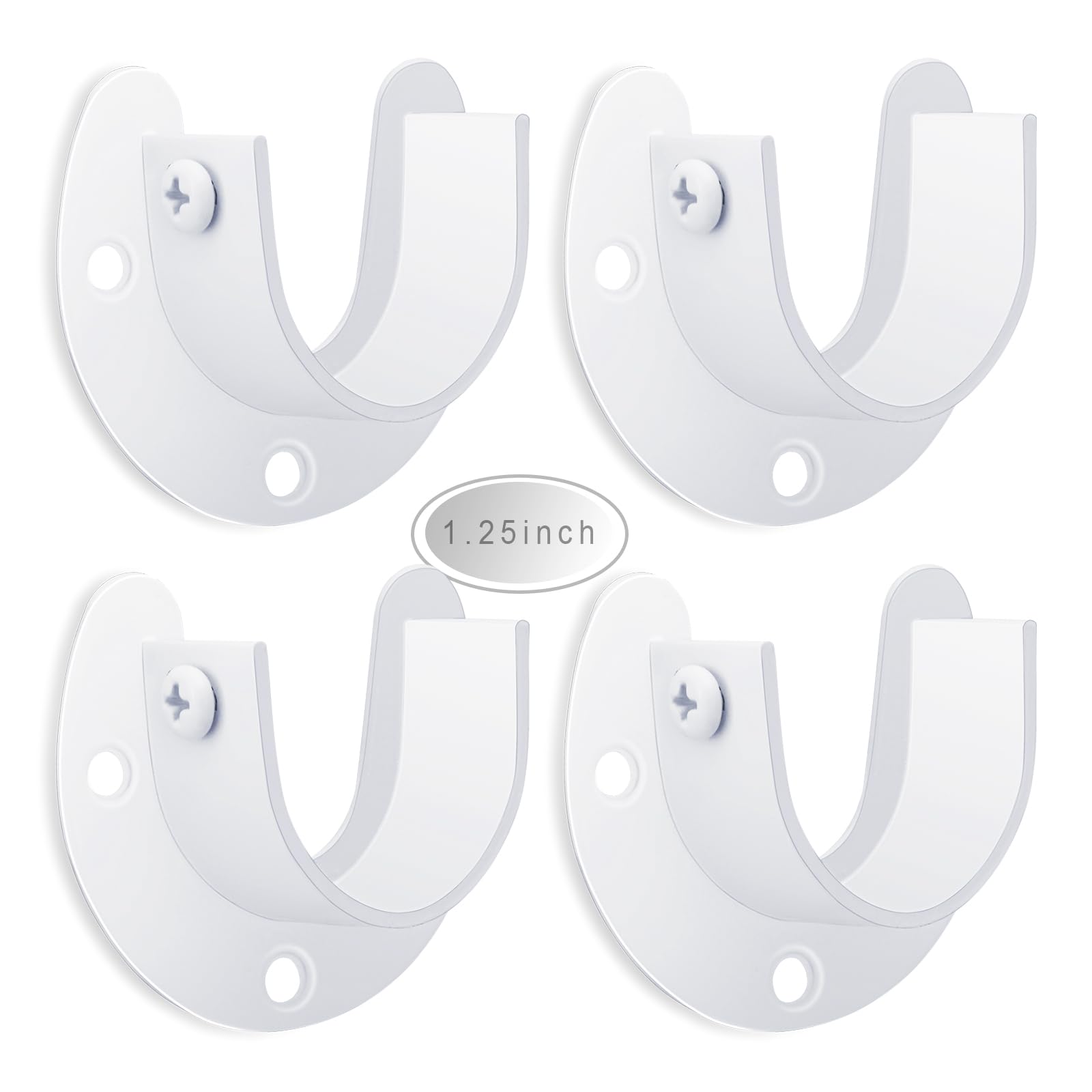 KOVOSCH 4 Pack Stainless Steel Closet Rod Brackets, 1-1/4 Inch Heavy Duty Closet Rod End Support, U-Shaped Closet Pole Holder Flange Rod Sockets with