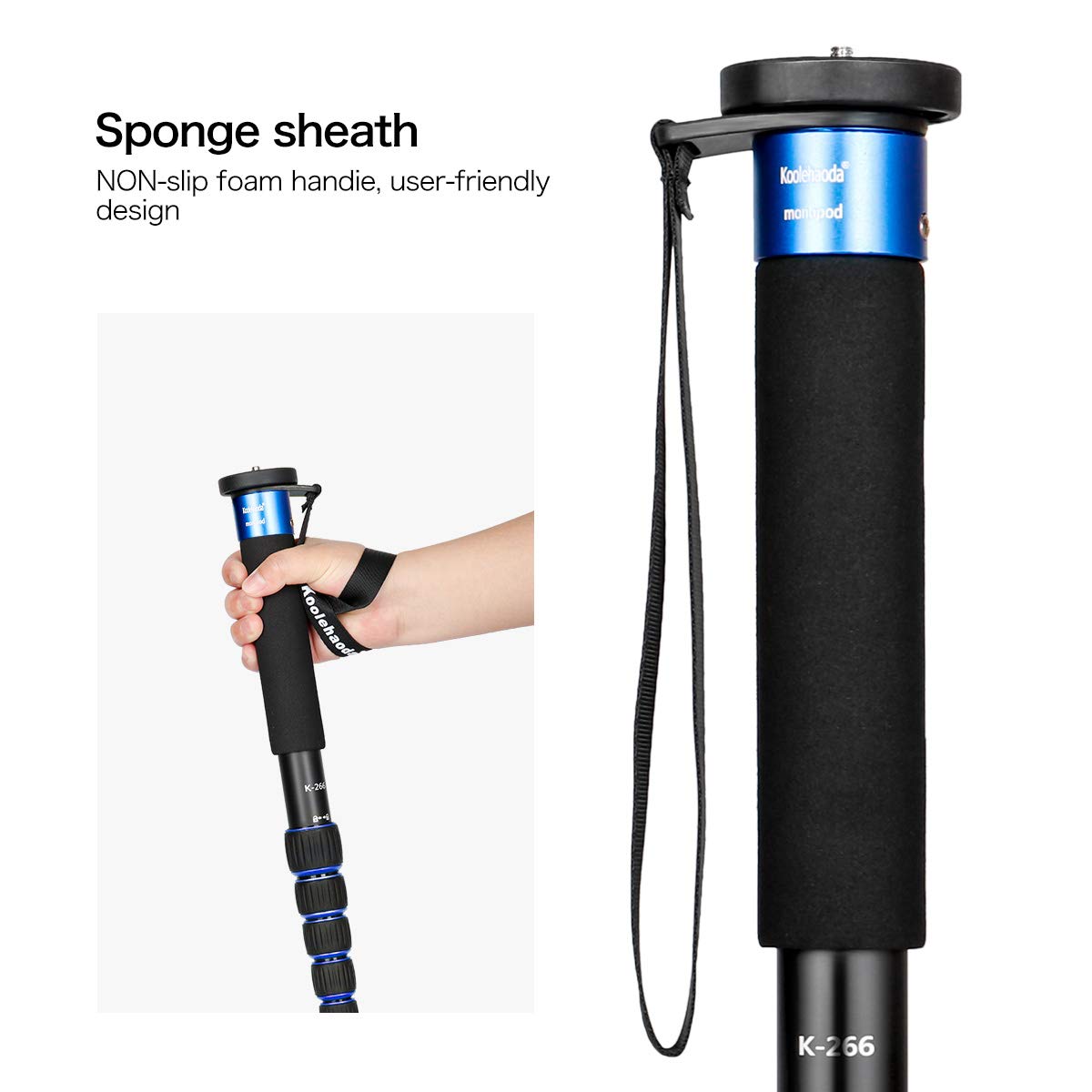 Lightweight Portable 63-inches Camera Aluminium Monopod with Folding Three Feet Support Stand 6-section Leg , Leg max diameter 28MM, Folding length