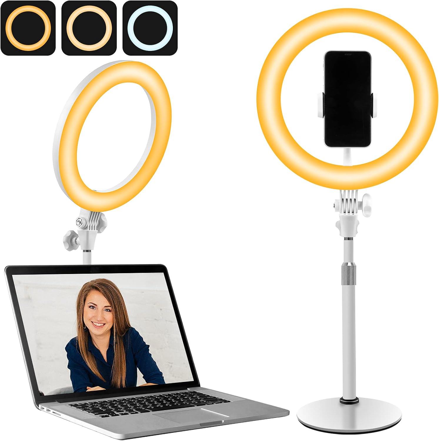 Buy 10 Inch Desktop Ring Light for Zoom Meetings Laptop Ring Light