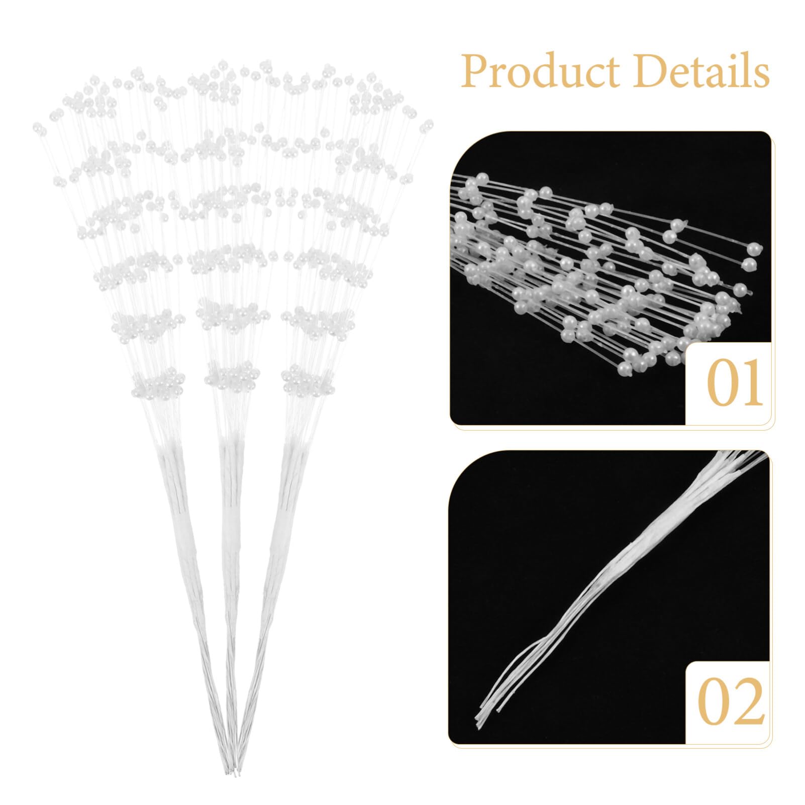 ifundom Pearl Sticks for Flowers: 100pcs Pearl Bouquet Sticks String Bridal Arranging Accessories for Flowers Crafts for Wedding Party Decoration - Image 2