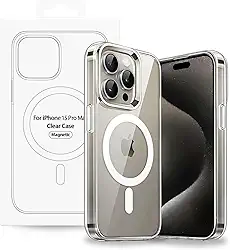 Capinha Mag-Safe [iPhone 15 Pro MAX] Clear Slim Case [Anti-Amarelamento] Compatível com Mag-Safe Transparente com [Proteção de Câmera] Resistente a Riscos e Anti Impacto