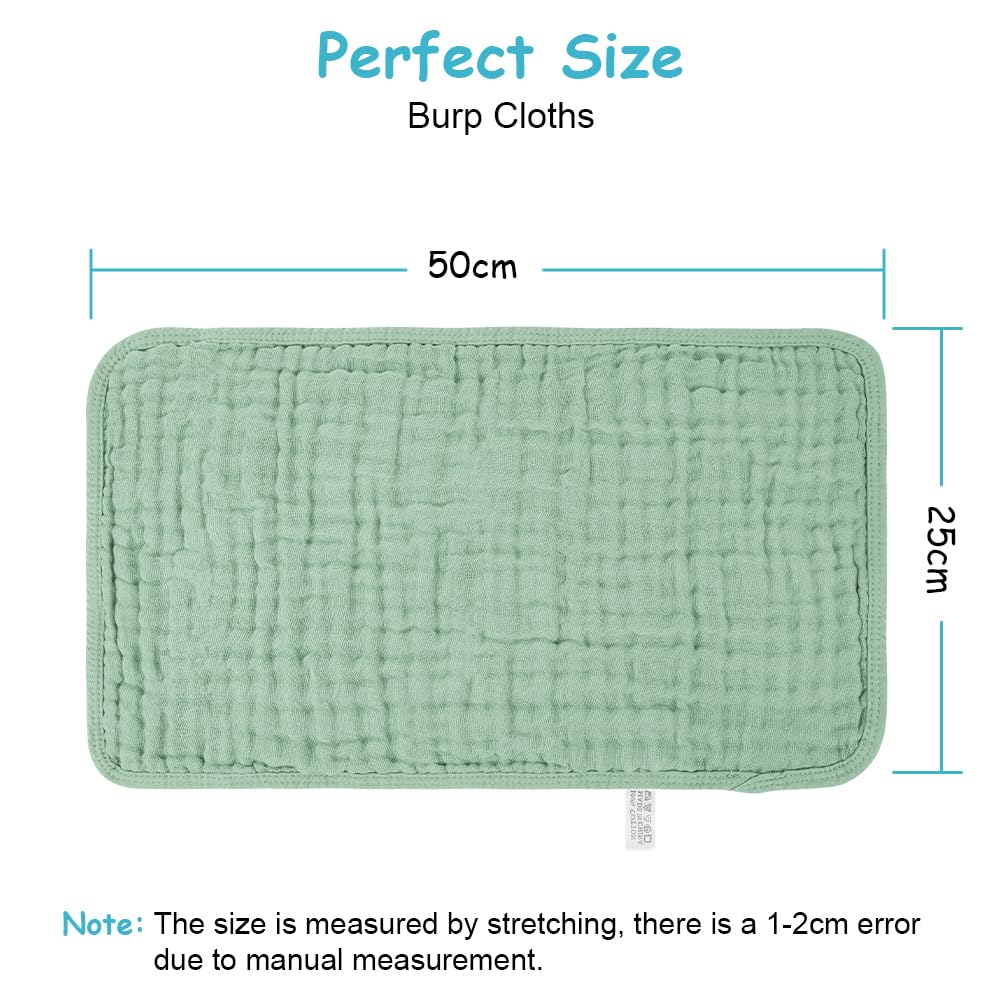 AYESY Muslin Squares Cloth for Baby 6pack 25cm x 50cm Muslin Burp Cloths 100% Cotton 6 Layers Extra Soft and Absorbent Baby Burp Cloth Set for Newborn Boys Girls - Image 2