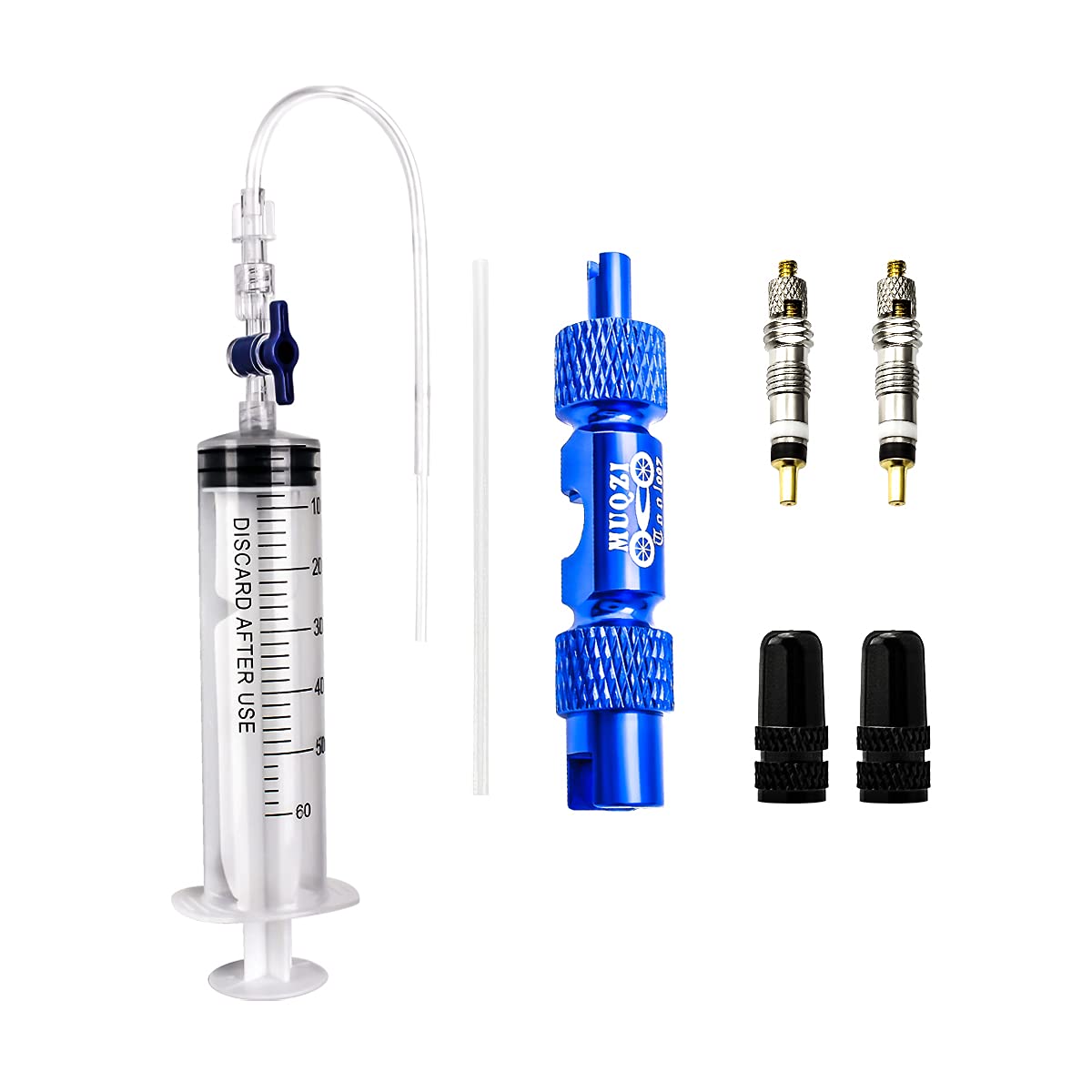 MUQZI Cycling Tubeless Sealant Injector Syring Set, Included Sealant Injector and Presta Valve Core Romoval Tool for Stans No Tubes sealant