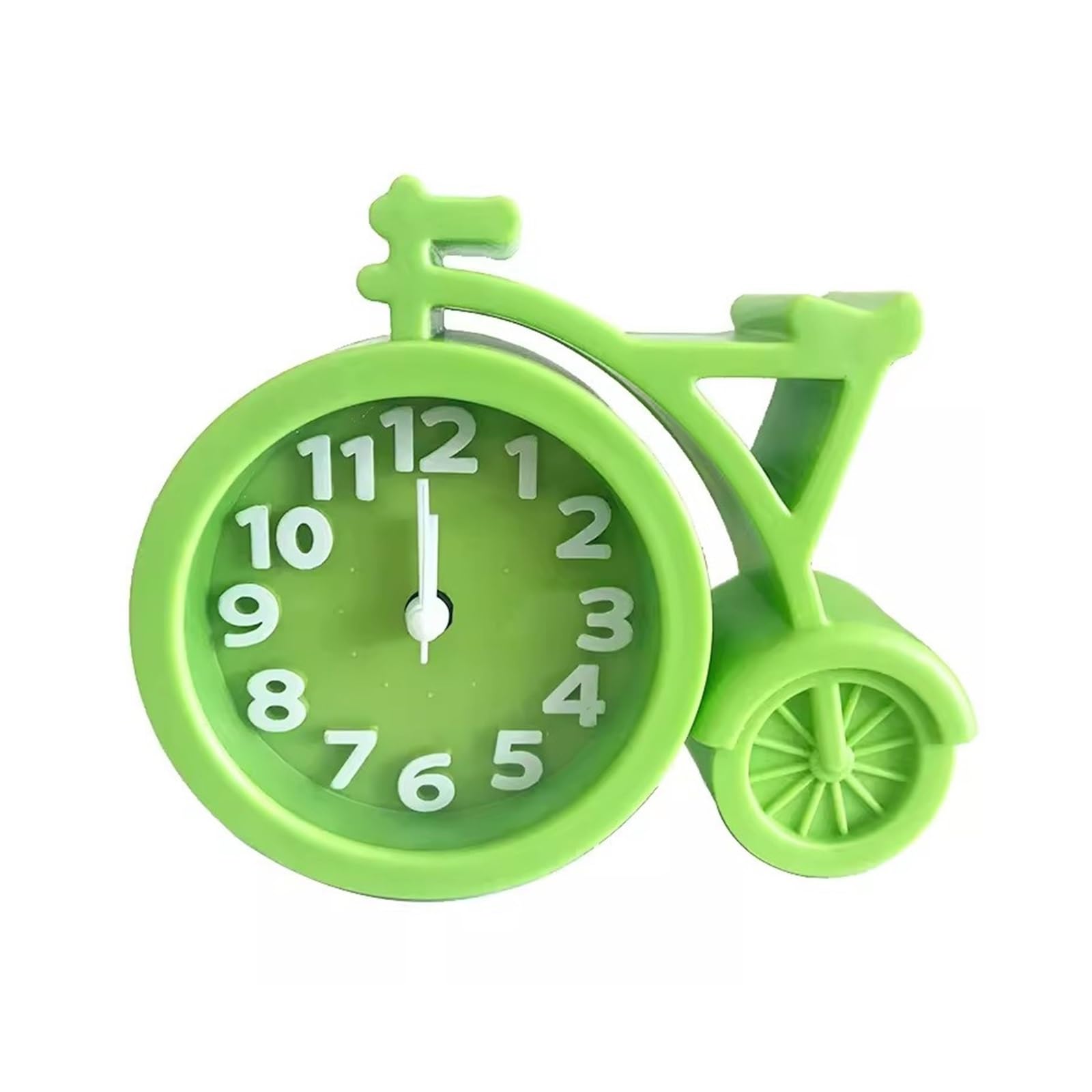 J9V4G6S3B5 Desk Clock Creative Fashion Bicycle Shape Alarm Clock Silent Bedside Wake Up Candy Color Students analogue alarm clock(Green)