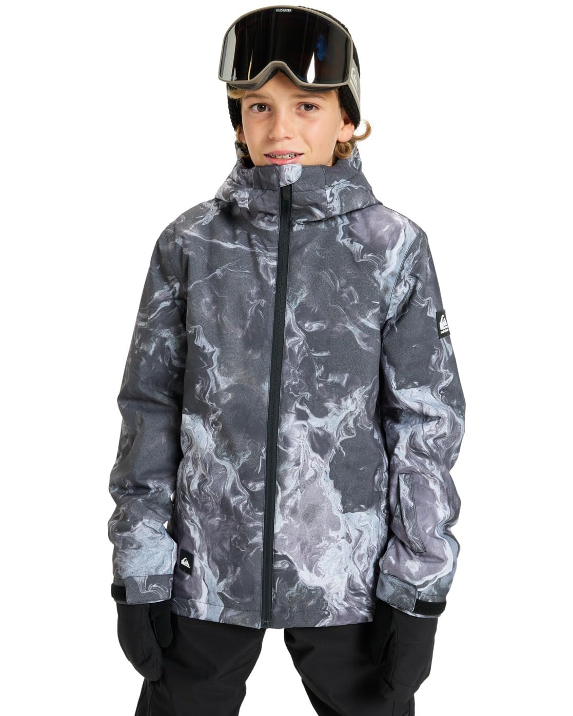 Quiksilver Snow Jacket Mission Printed Jacket Boy's Black 16