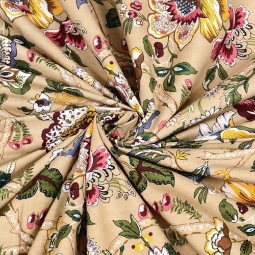 Image of Living Roots Ethnic Jaipur Block Print Double Cotton Bedsheet & 2 Pillow Covers, for Mattress Upto 6 inches Thick, No Colour Bleeding, Yellow Colour, King Size 90 * 108 inches, 120TC (616-B)