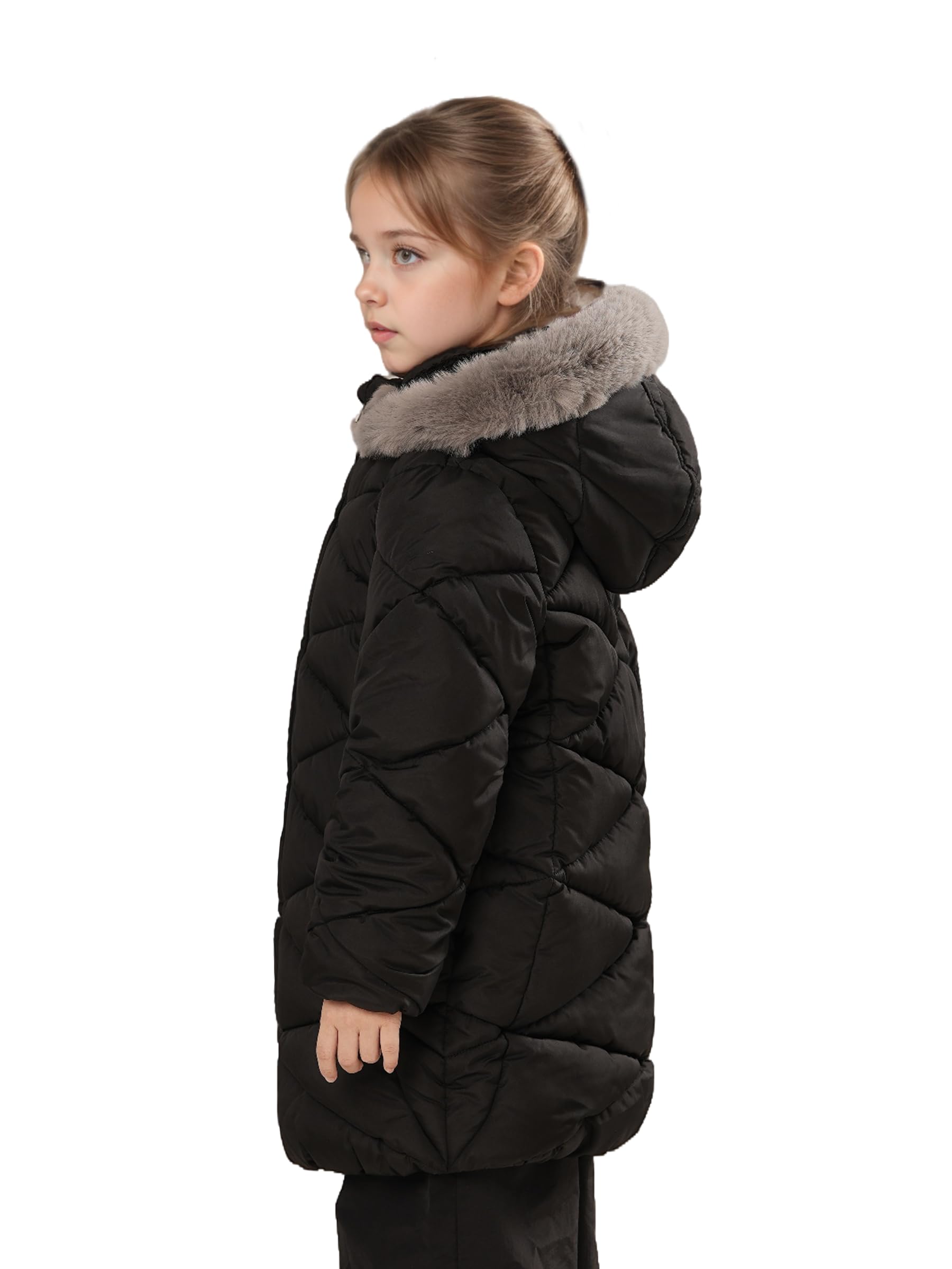Sunny Sprout Manteau d'hiver avec capuche pour filles - Veste matelassée épaisse pour enfants avec doublure en polaire et manches coupe-vent