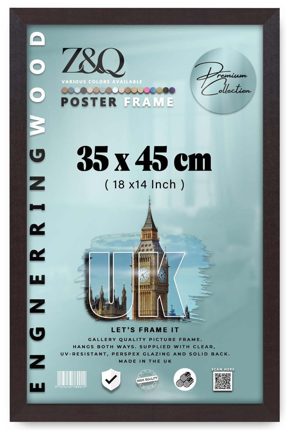 Z&Q Mahogany | Modern Mdf Wall Frame (35 X 45 Cm) Premium Wood Texture, Sturdy Picture Display 18X14 Inch Professional Look, 350 X 450 Mm [ ]