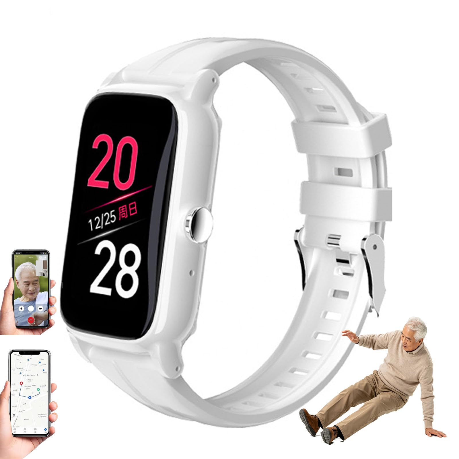 Smartwatch per Anziani con Rilevamento Cadute A | Localizzatore Gps E Chiamata Di Emergenza Sos,Monitoraggio Della Salute, Videochiamata HD, Sistema Di Sicurezza per Alzheimer