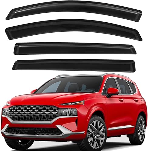 Lightronic Visera de ventana de ventilación automática de montaje exterior extraduradera, se adapta a Hyundai Santa Fe 2019-2023, protección UV,