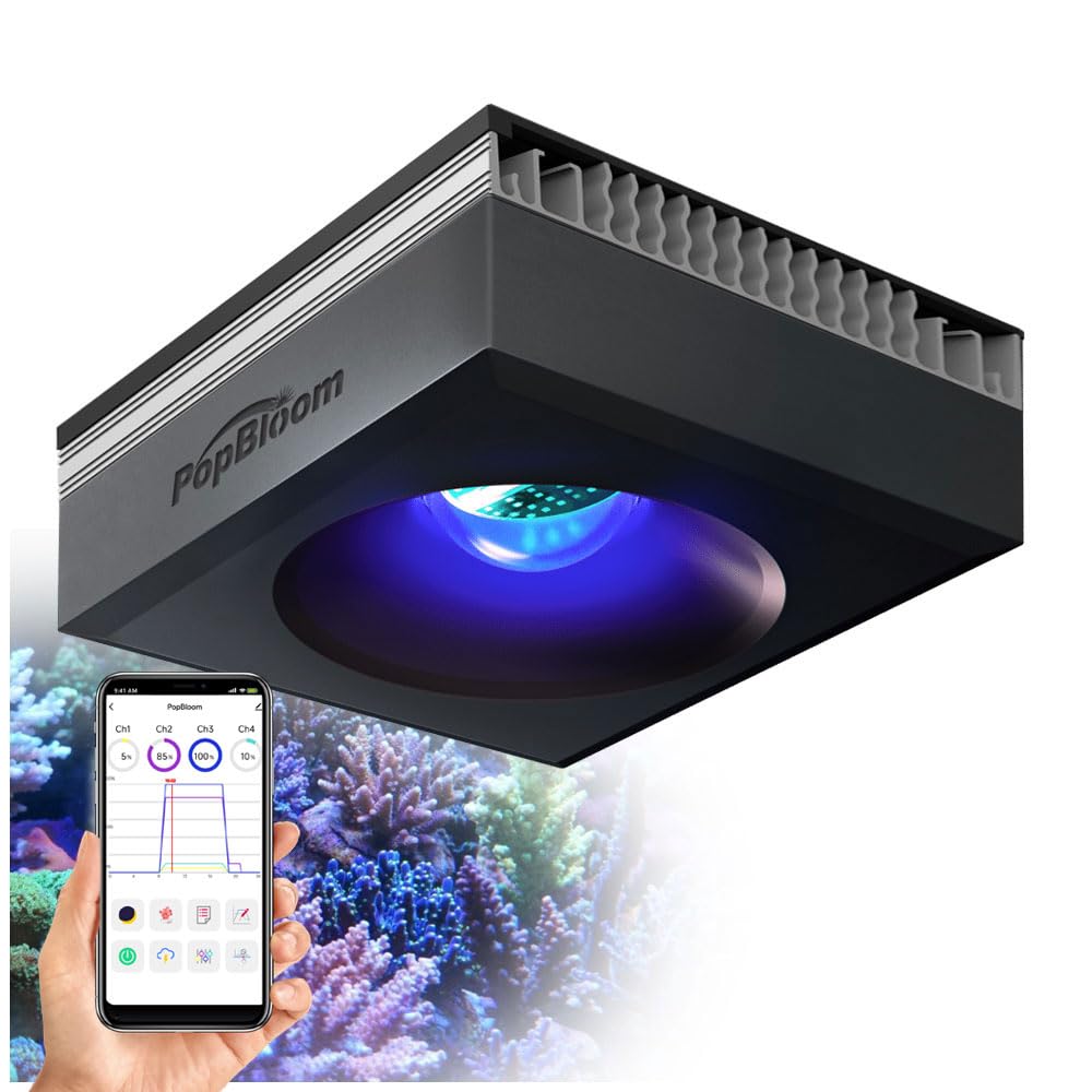 PopBloom RL90 con control WiFi Iluminación LED para acuarios marinos Nano Luces para acuarios marino Luz LED de espectro completo para peceras Corales SPS LPS y peces de agua salada 40-70cm