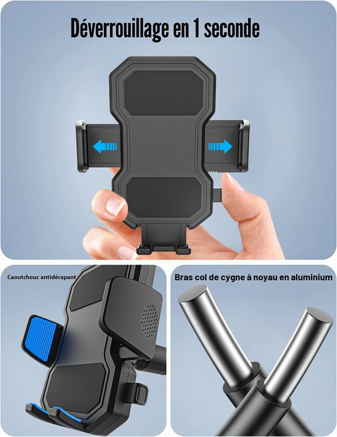 Support Téléphone Velo Guidon, Support Téléphone Tapis de Course en Col de Cygne [Durable Flexible] Porte Home Trainer Elliptique für iPhone 15 14 13 Pro Max, Samsung, 4-7" Smartphones