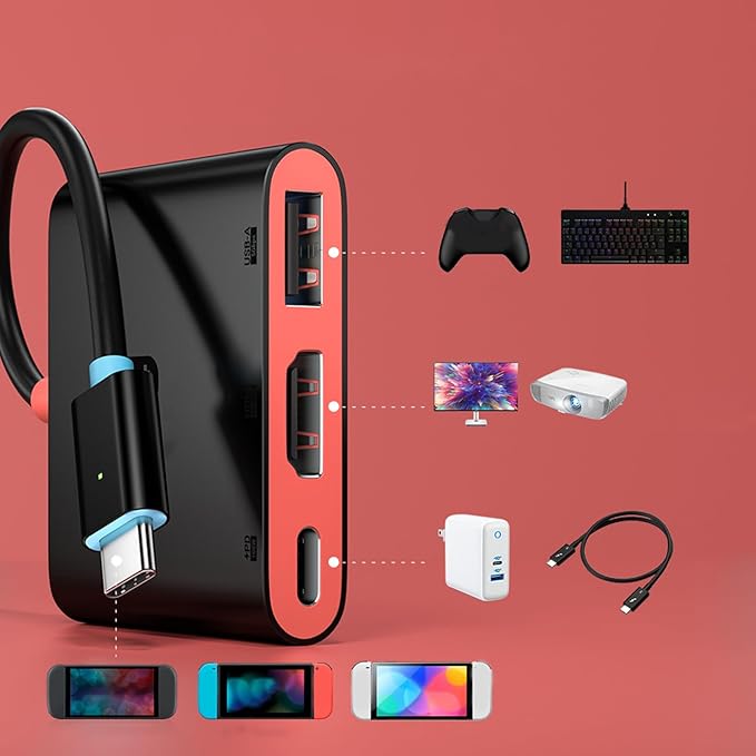 Hub USB SHYYOULQE 3 Puertos 4K 60Hz Compatible con Switch miniatura 7
