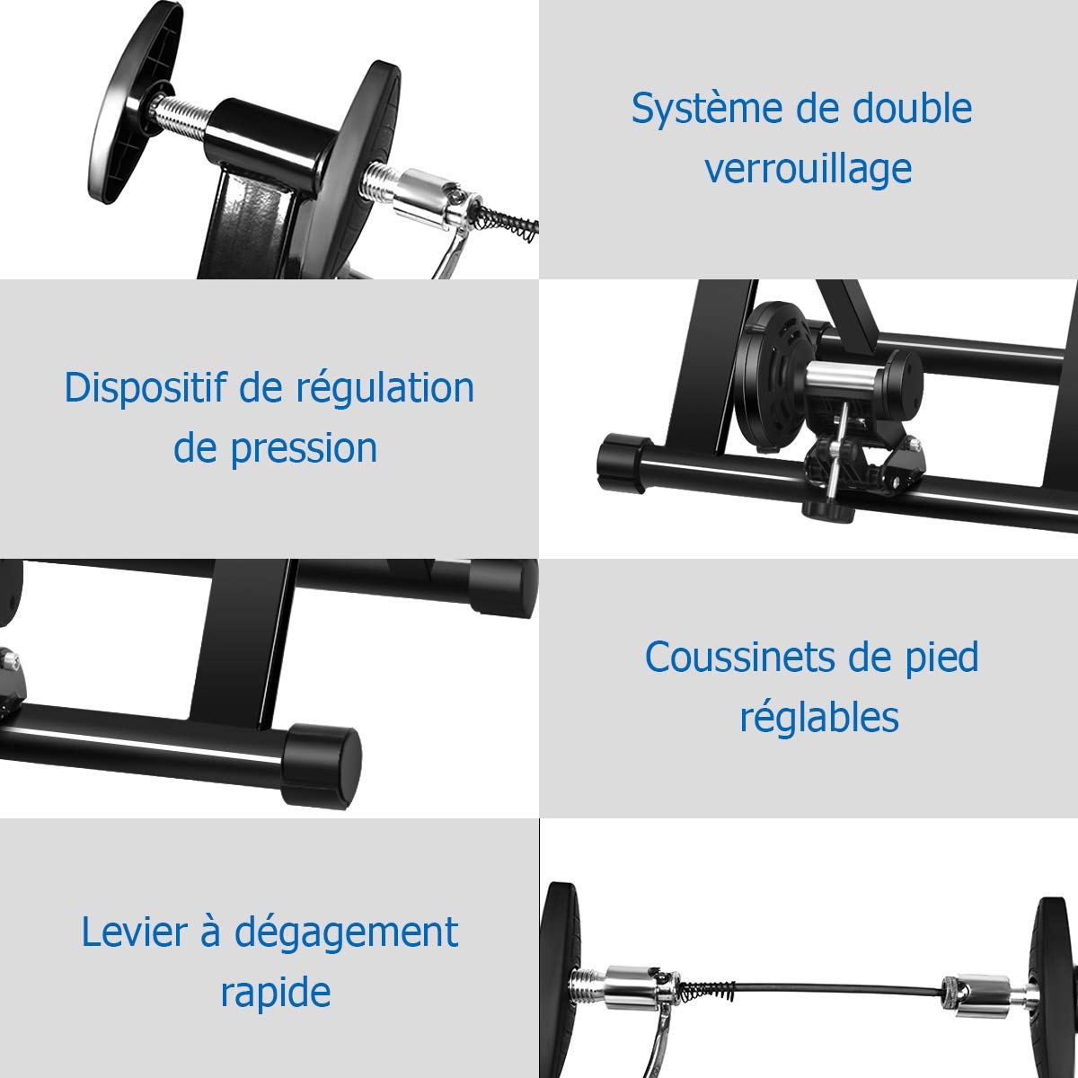 GOPLUS Home Trainer Vélo pour Roue 26-28’’ 700 C, Entraîner de Vélo Pliable en Acier avec Capacité de Charge 100KG pour Vélos de Montagne, Vélos Routes, VTT., Système à Double Verrouillage, sans Fil