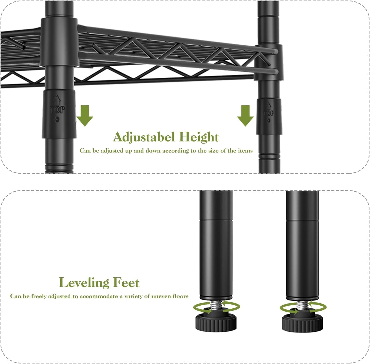 Armario Abierto Perchero con estantes Armario Abierto de alambre para ropa 6 niveles Vestidor de metal resistente para colgar ropa, 44.9 "L x 15.74 "W x 70.9 "H, Carga máxima 560LBS, Negro