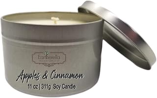 APPLES & CINNAMON Natural Soy Wax 11 oz. Tin Candle, long 60+ hour burn time, apple, pie, granny smith, butter, cream, cinnamon, strong scent, great gift
