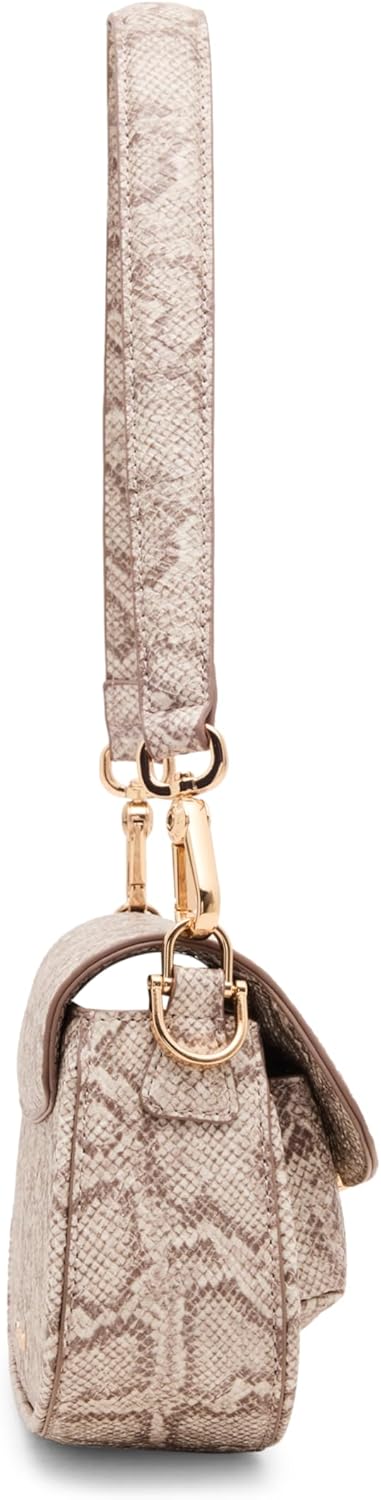 Anne Klein Women's Faux Snake Sculpted Plaque East West Small Shoulder Bag, Mink