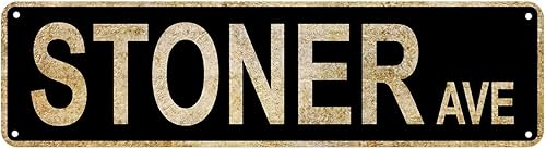 Letrero vintage Stoner Ave Street de metal rústico para decoración de pared para el hogar, 6 x 16 pulgadas (negro)