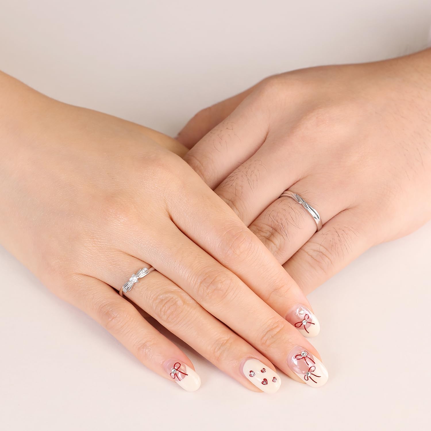 Meissa Plata de Ley 925 Anillos de Pareja de Bodas Promesa Compromiso para Mujeres y Hombres de Banda Aniversario Conjuntos de Novia San Valentín Regalo Caja de Regalo Ajustable, Juego de Dos Anillos