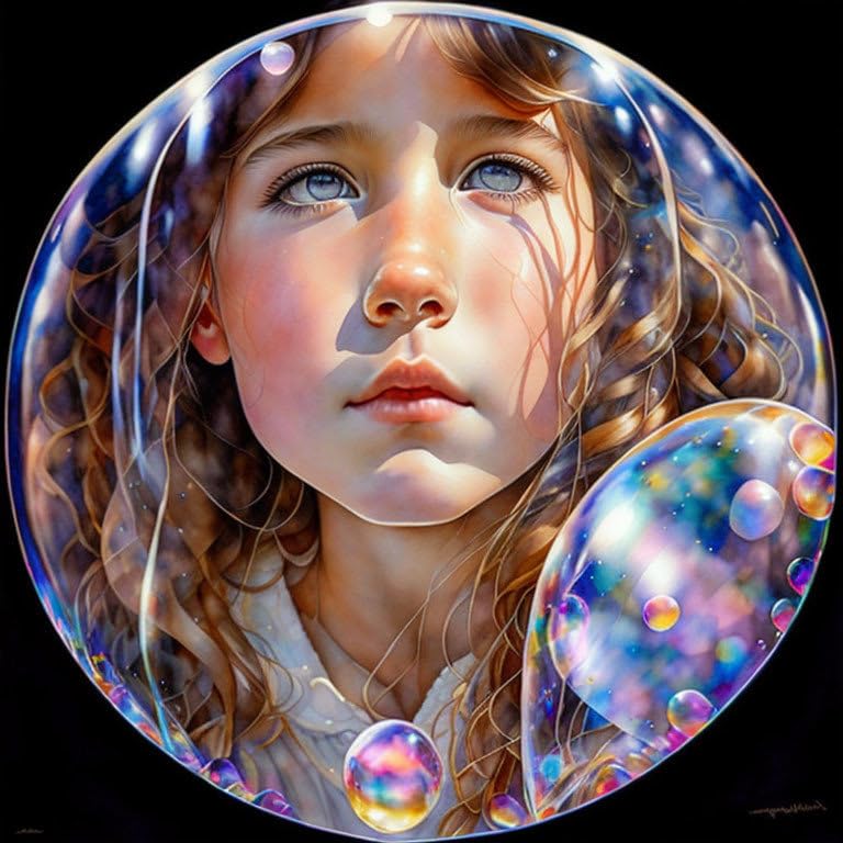 Peinture sur toile 58x90 cm poster mural sans cadre motif 11 Girl in a Bubble pour salon de maison