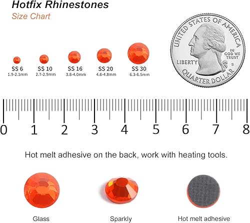 Miniatura 5 de 6000 diamantes de imitación termoadhesivos a granel, diamantes de imitación naranjas para ropa de manualidades, cristales termoadhesivos para