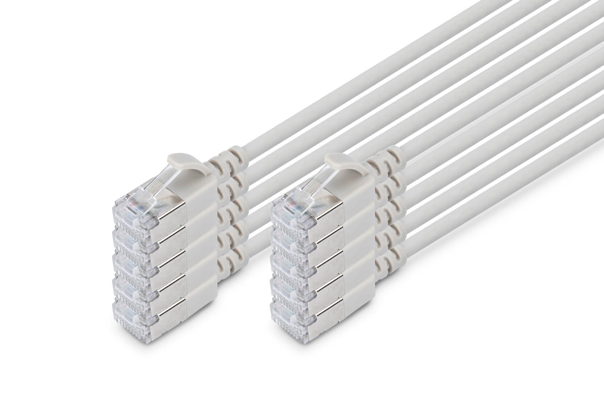 DIGITUS Câble LAN Cat 6A – 3 m – 10 pièces – Slim – F/FTP – Gris | 10 Gbit/s – Blindé – PoE+ – AWG 32/7 – LSZH – Câble réseau RJ45 – Compatible Cat 6 et Cat 7