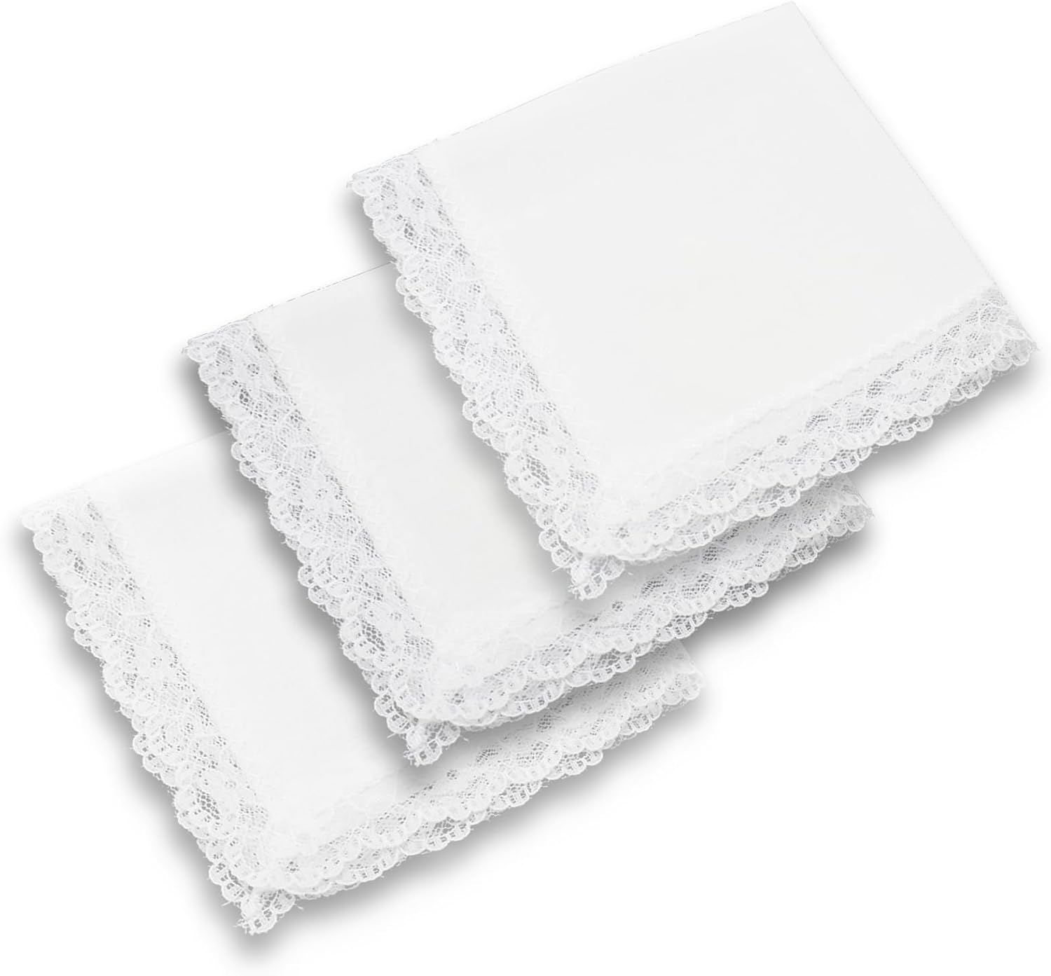 Handkerchiefs for Women with Lace White Soft Cotton Womens Handkerchiefs Portable Ladies Hankies for Wedding Party
