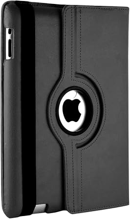 360 Degree Rotating Case For Apple iPad 4 3 2 2011-2012 PU Leather Stand Swivel Folio Cover Black