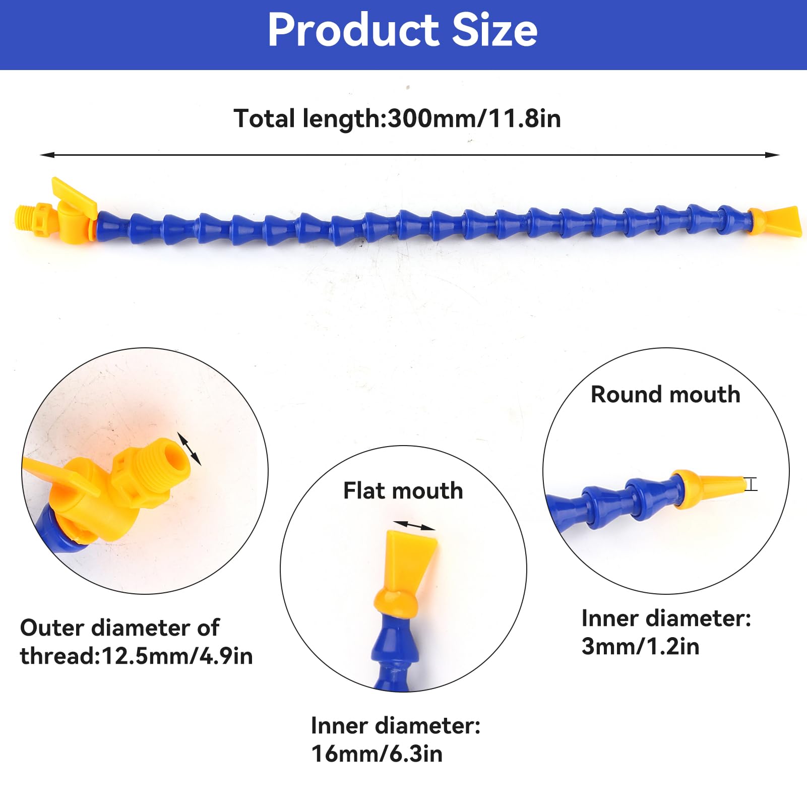 Agatige Plastic 12pcs Round Flat Nose Lathe CNC Machine Coolant Pipe Hose 1/4