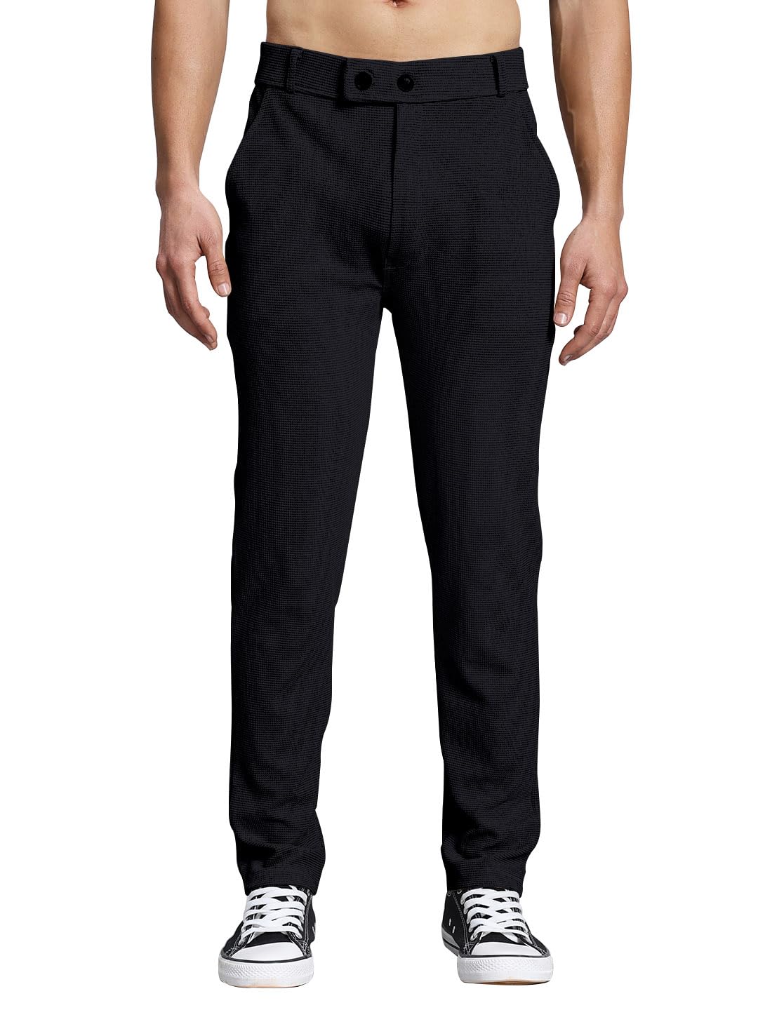 mehrang Casual Textured Slim Fit Trousers, Side Pockets-picture-27
