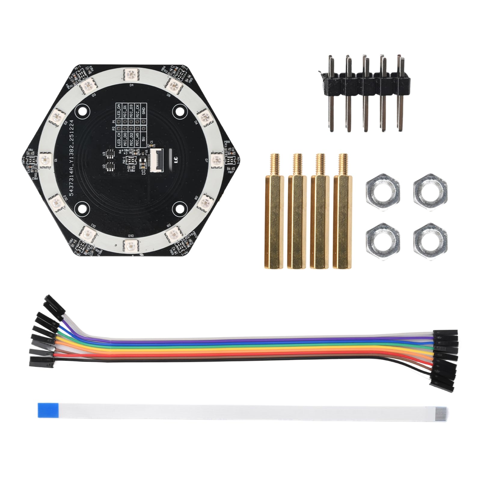 Tablica mikrofonowa 6+1 do lokalizacji źródła dźwięku z interfejsami I2S i programowalnymi diodami LED, zintegrowana struktura Pickup Array