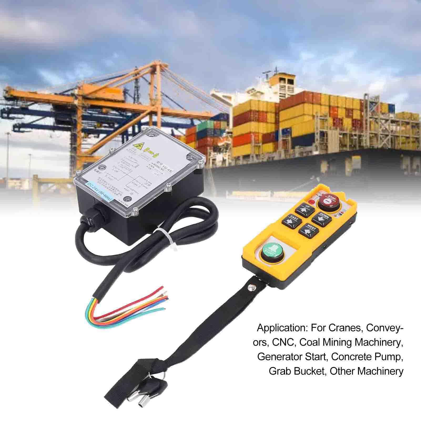 DC24V Control Remoto Industrial con Cerradura Diseño inalámbrico a Prueba de Agua con manijas Dobles para grúas transportadoras Maquinaria CNC y más
