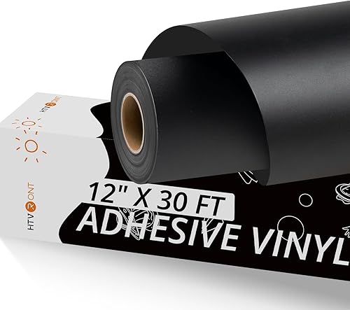 HTVRONT Vinilo permanente negro, 12 pulgadas x 30 pies, vinilo para Cricut, rollo de vinilo adhesivo permanente para máquinas Cricut, silueta,