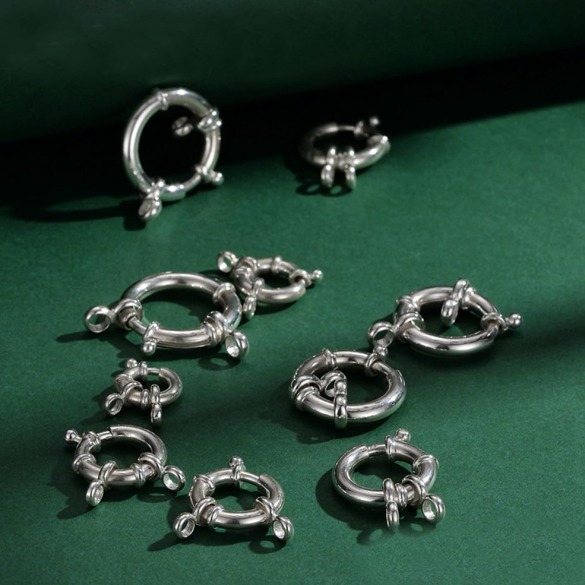 925 Sterling Silver Spring Ring Clasps 18mm Round Closed Ring Clasp Connector Finding for DIY Bracelet Necklace Jewelry Making Craft(Silver Original) - Image 3