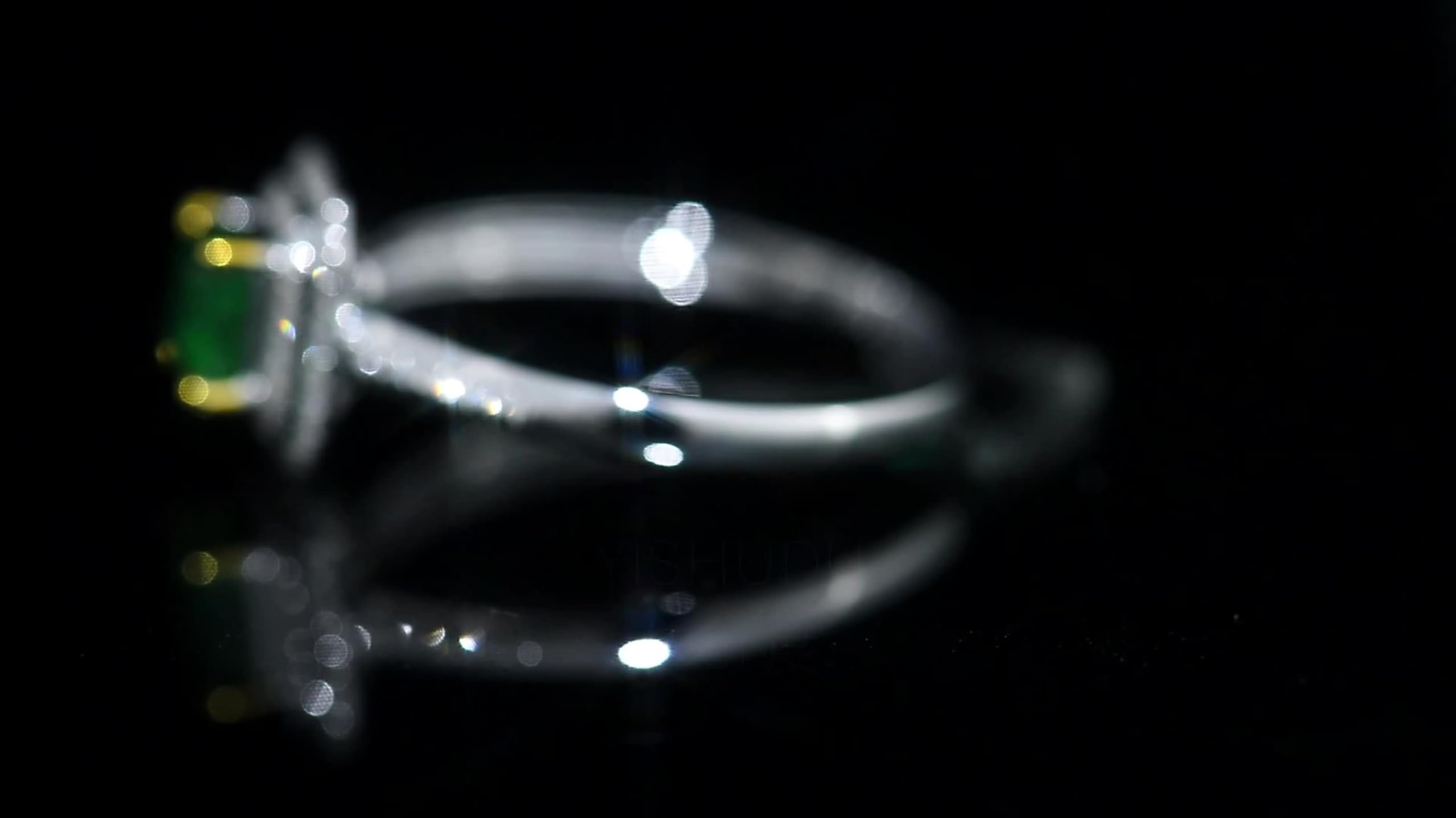 Donna Anelli Fedi Nuziali in Oro Bianco 9 Kt / 14 Kt / 18 Kt, 4 Griffe Quadrato con Smeraldo da 0,65ct e Diamante, Anelli Fedina di Verde Argento Donna