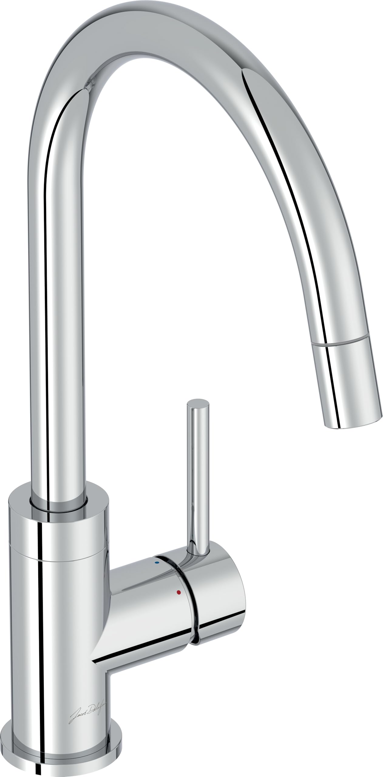 JACOB DELAFON Grifo de cocina con ducha extraíble Caño giratorio 360 grados Ahorro de agua y energía Maneta moleteada para agarre perfecto Color Cromo EDOUARD E23308-CP