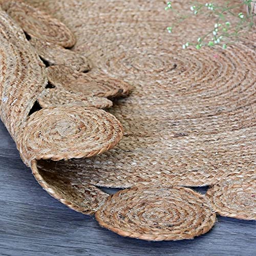 Image of Home Handwoven Jute Round Rug, Natural Fibres, Braided Reversible Carpet for Bedroom Living Room Dining Room (Round 120CM)