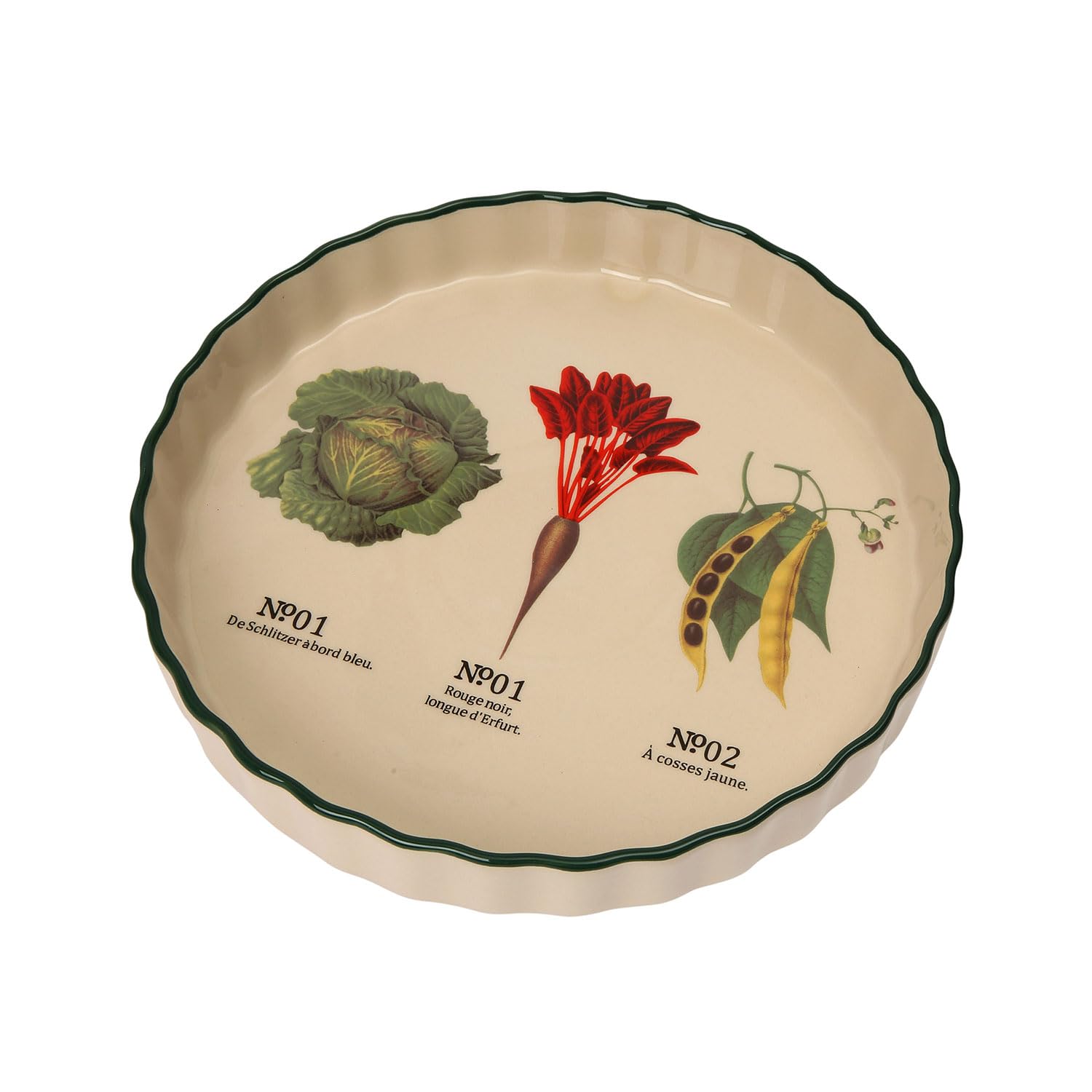 Dexam RHS Benary Vegetables Round Tart Oven Dish, White