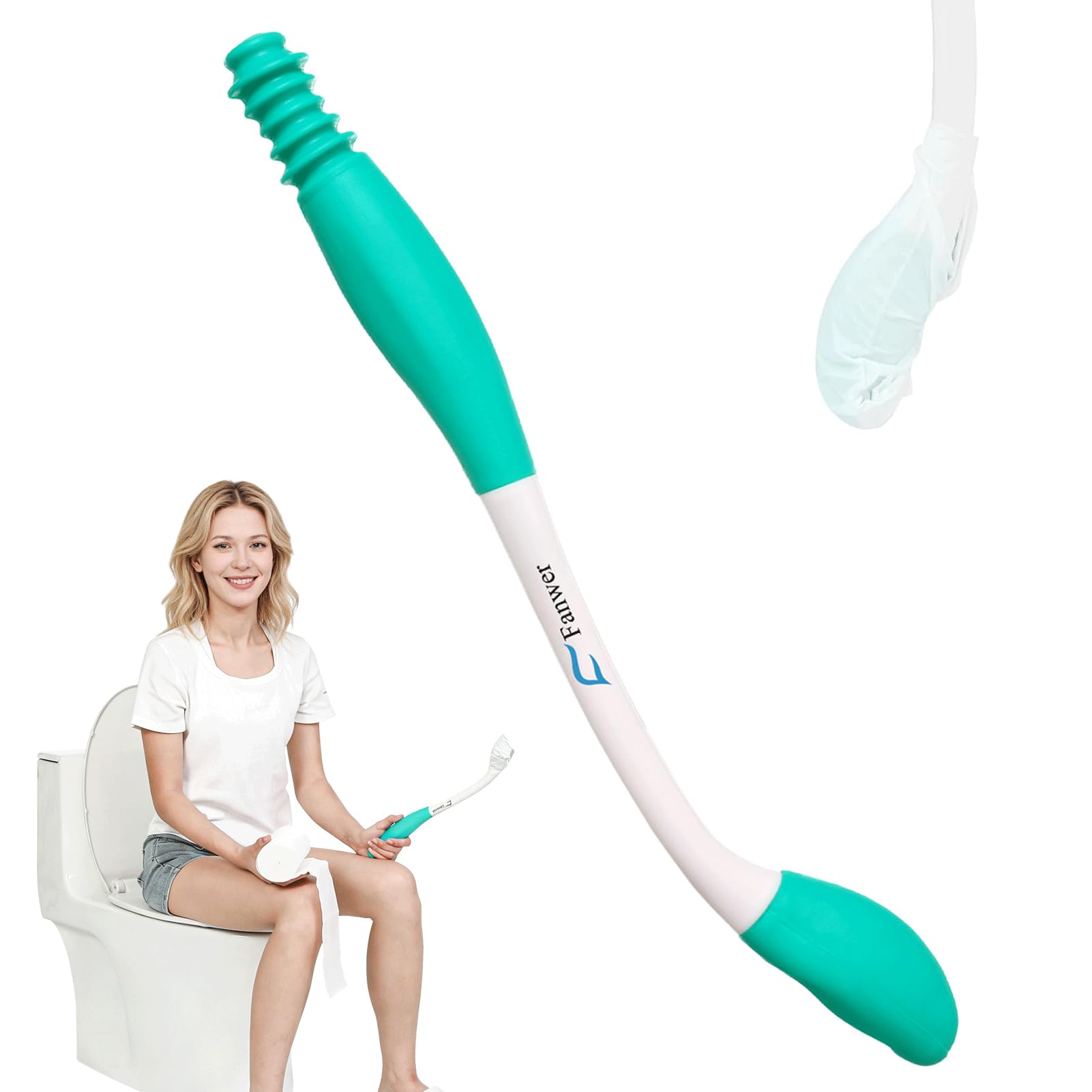 Fanwer Toilet Aids for Wiping,Long Reach Comfort Bottom Buddy Extends Your Reach Over 15",Butt Wiper for Disabled,Elderly
